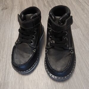 Black Kids Boots With Velcro Strap